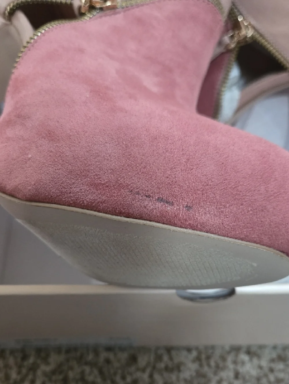 Madison Park Two-Tone Pink Suede & Leather High Heel Ankle Booties - Picture 2 of 5